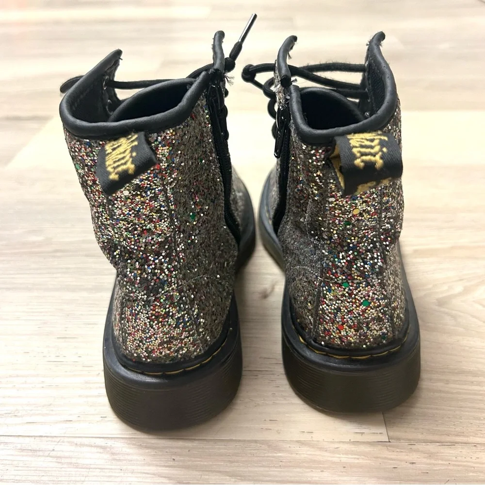 Dr Martens Boots Glitter J Combat 1460 Chunky Lace Up Girls Kids Size 3 Rainbow